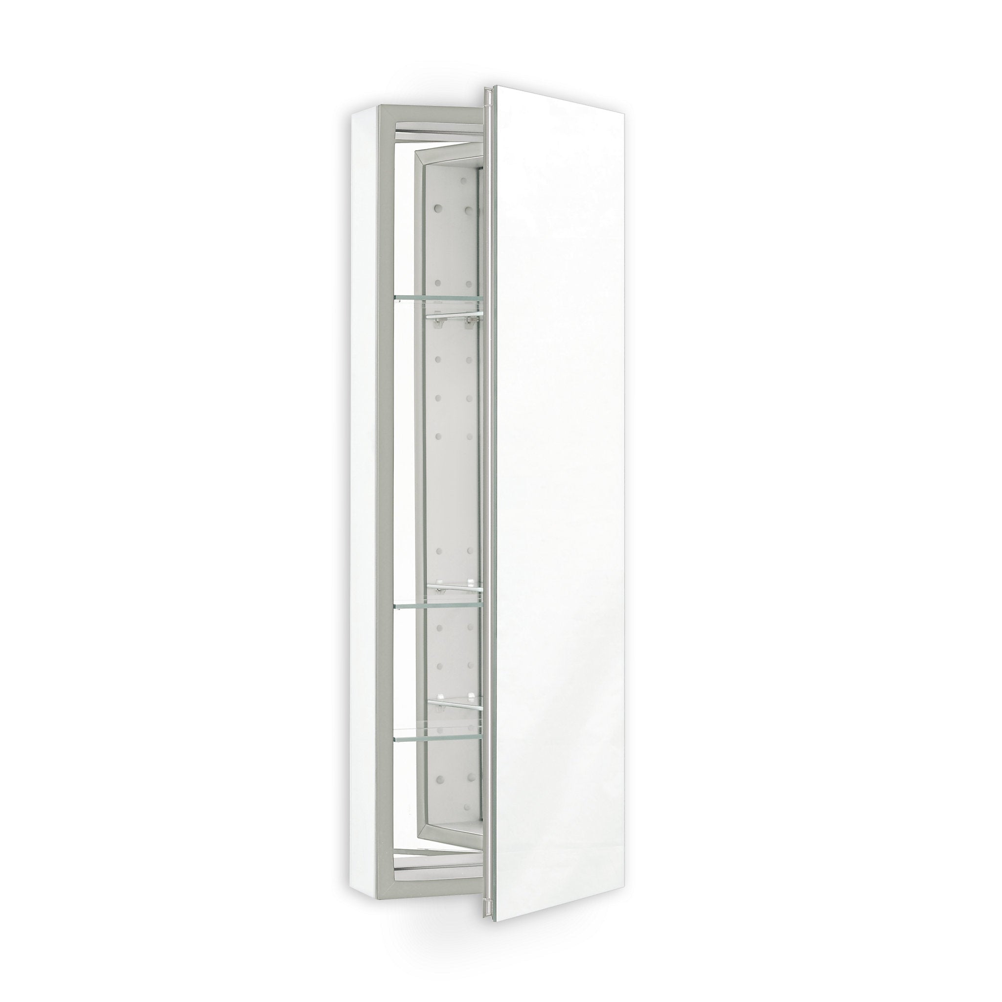 robern PLM1640W PL Series Cabinet, 15-1/4" x 39-3/8" x 4", Flat Top, Polished Edge, Non-Handed (Reversible), White Interior, Non-Electric - image 1 of 1
