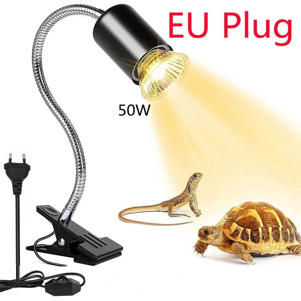 Reptile Heat Lamp 50W UVA UVB Basking Light Rotatable Heating Lamp Dimmable Sunlight Simulation Bulb for Turtle Lizard Terrarium