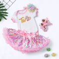 thumbnail image 5 of Gibobby Mamelucos para bebe niña Traje de un año con estampado de arcoíris para niña, traje de falda superior de manga corta de verano, conjunto de 2 piezas(Blanco, 12-18 Meses), 5 of 5