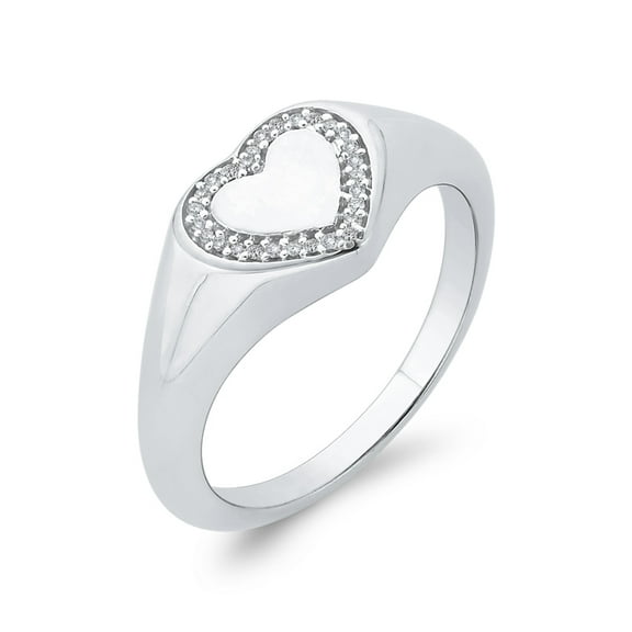 KATARINA Diamond Cluster Heart Fashion Ring in Sterling Silver (1/20 cttw, G-H, I2-I3) (Size-6.25)