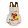 thumbnail image 6 of larppty Baby Boy Girl Thanksgiving Outfit Thanksgiving Onesie Turkey Bubble Romper Strap Waffle Overalls Bodysuit (Z03-Light Yellow, 3-6 Months), 6 of 8