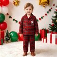 thumbnail image 3 of Pandaie Toddler Kids Plaid Outfit Santa Print Long Sleeve Pajamas 2 Piece Set Fall Winter Sleepwear Pjs Outfits Red,12-18 Months, 3 of 5