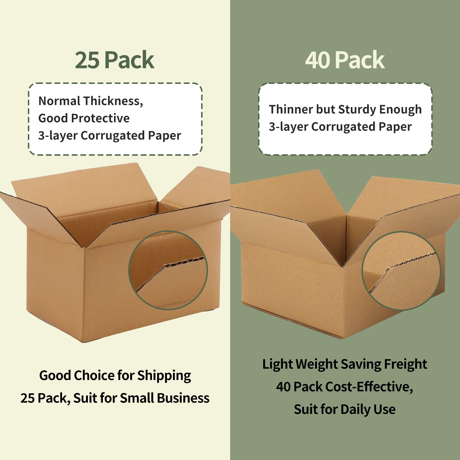 10x6x4 Sturdy Brown Corrugated Boxes Set of 25 for Medium-Sized Items