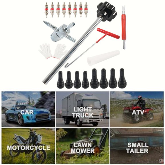 SPRING 22pcs quick Change Tire Valve Tool Kit fit for Cars,ATVs,Trucks,Motorcycles,etc. black