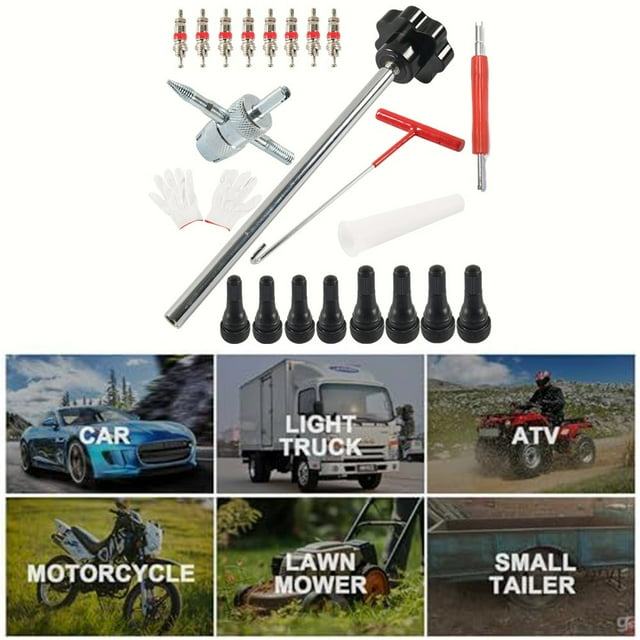 Yimiti 22Pcs Quick Change Tire Valve Tool Kit Fit For Cars,Atvs,Trucks,Motorcycles,Etc.,Black
