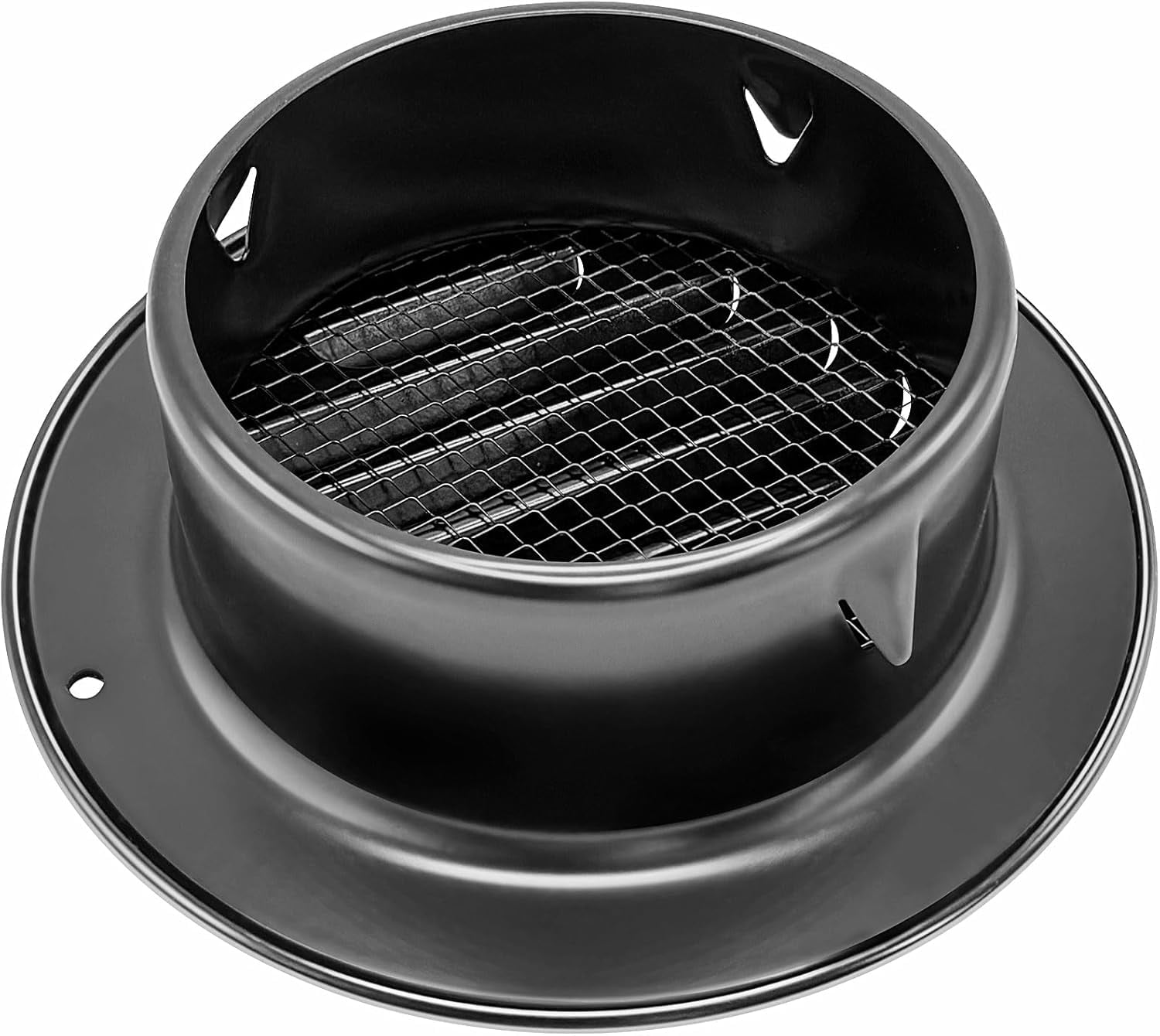 ABCISI 4 inch 4-Pcs Stainless Steel Vent Cover, Black Round Soffit Louver Grille Exhaust Cover, Built-in Mesh Screen, Suitable for Vent Places Such as Kitchen, Bathroom, etc (4 inch Black Cover 4Pcs)