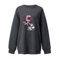 thumbnail image 4 of Oalirro Gray Round Neck Long Sleeve Tops for Women Pink Women's Round Printed Loose Fitting Sweatshirts Long Sleeve Hoodless Sweatshirts, 4 of 4