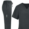 thumbnail image 3 of Women's Scrub Set, V-Neck Top and Drawstring Pants, Multi-Pocket Work Uniform for Nursing and Medical Care, 3 of 4