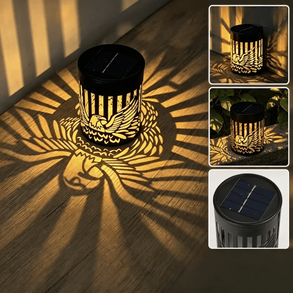 Solar Outdoor Wall Light Wrought Iron Retro Lantern Eagle Design,LED Garden Courtyard Porch Patio Decorative Lighting,Warm Glow Waterproof