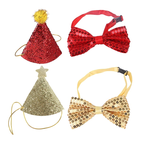 KAKOWELY Sombrero y pajarita para decoración de cumpleaños de mascotas pequeñas y medianas (color aleatorio)