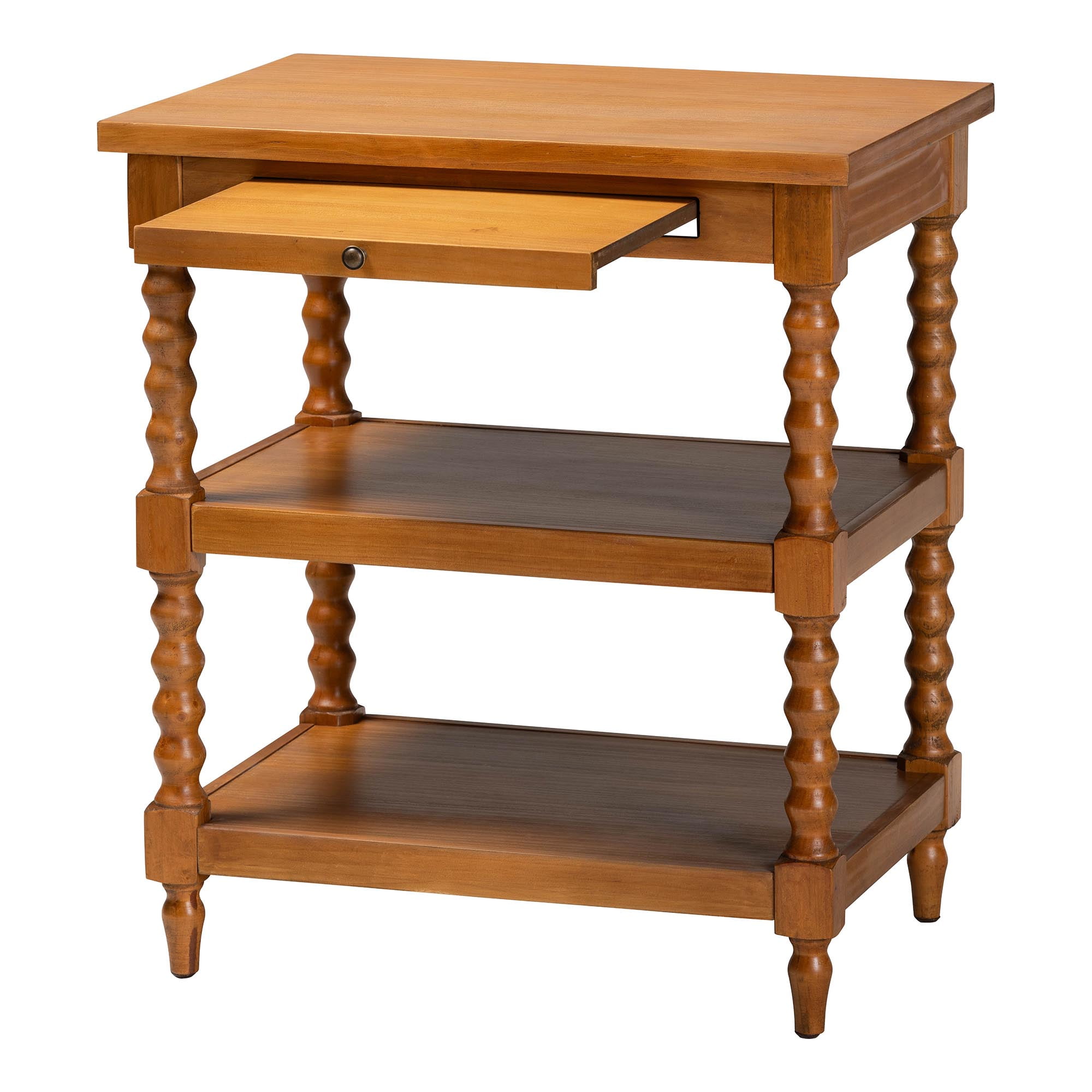 Baxton Studio Imogene Retro-Modern End Table, Turned Legs, Walnut Brown