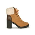 thumbnail image 2 of Women Sherpa Cuffed Lace up Lug Stacked Ankle Boot 19579, 2 of 6