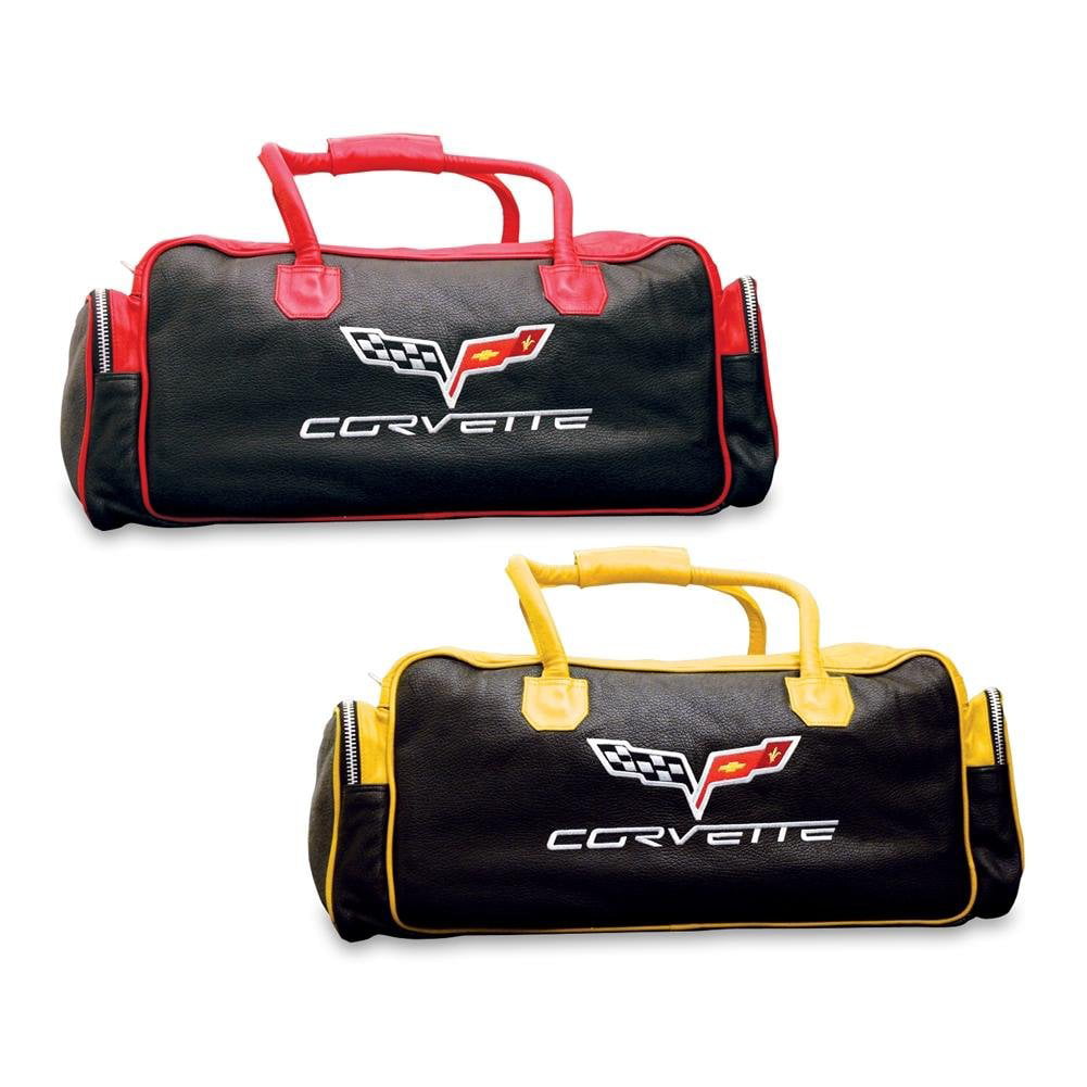C6 Corvette All Leather 24 Inch Embroidered Duffle Bag