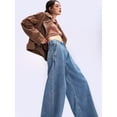 thumbnail image 6 of Women Y2k Low Rise Baggy Jeans Loose Fit Boyfriend Straight Wide Leg Jeans Trendy Stretch Long Denim Pants Blue M, 6 of 8