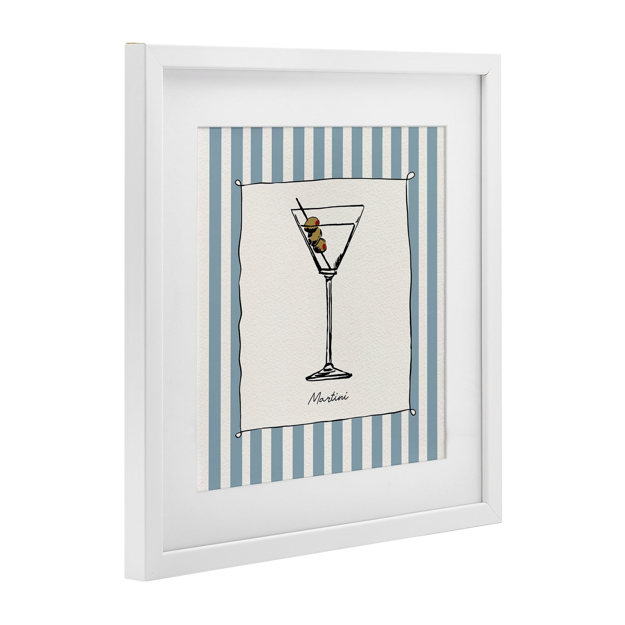 Stupell Industries Martini Summer Stripes White Framed Print Under Glass, design by Susan Jill