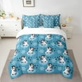 thumbnail image 2 of Manfei Kawaii Blue Penguin Bedding Comforter Set 7pcs for Kid, Antarctic Wildlife Animal Queen Bedding Sets, Winter Snowflake Queen Sheet Sets, Microfiber Bedroom Decor, 2 of 7