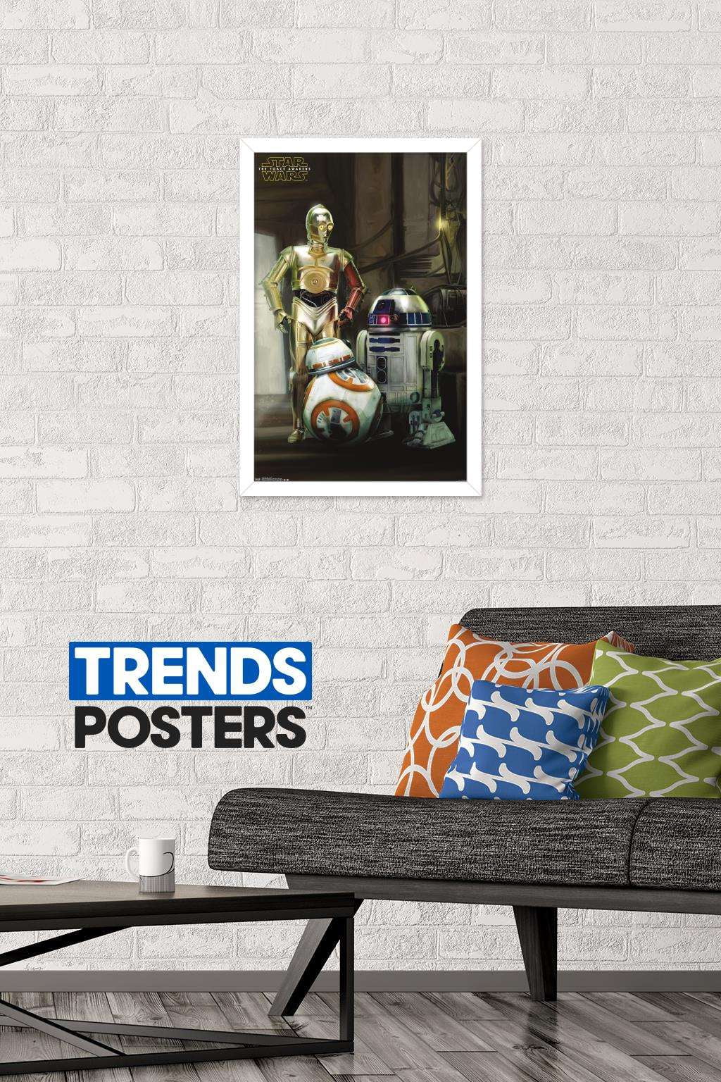 Star Wars: The Force Awakens - Droids Wall Poster, 14.725" x 22.375", Framed