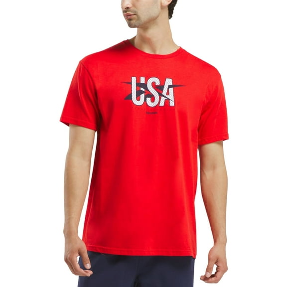 Reebok Mens Regular fit Short Sleeve Graphic T-Shirt Shirt XL Red Solid
