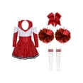 thumbnail image 2 of Linjinx Girls Kids Cheer Leader Outfit Fancy Party Dress Carnival Performance A Red 6, 2 of 5