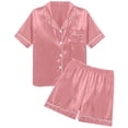 thumbnail image 4 of BOOMNY Women's Pajama Sets 2 Peice Pjs Set for Women Soft Short Sleeve Buttons Satin Sleepwear Tops Shorts Homewear Loungewear Sets, 4 of 4