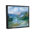 thumbnail image 3 of River Through Mountains Abstract Scene Landscape Painting Jet Black Framed Art Print Wall Art, 3 of 6