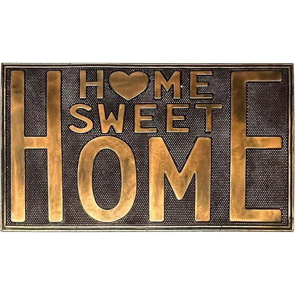 A1HC Rubber Pin Doormat for Outdoor and Indoor, Home Sweet Home Copper Finished Designed Mat, Heavy Duty Mats, 18x30