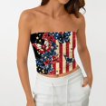 thumbnail image 4 of Stralyhd Patriotic Women Tube Top Summer Cute Crop Tank Workout Bandeau Backless Slim Fit Beach Stretchy T-Shirt for Casual Khaki XXL, 4 of 6