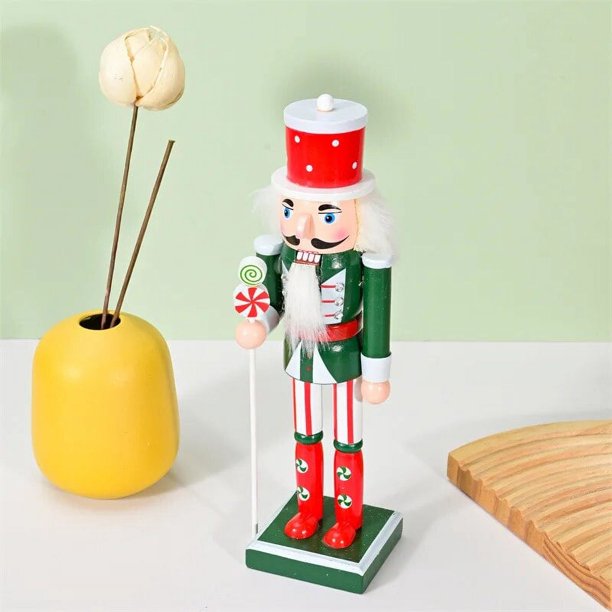 Soldado Cascanueces de Navidad pintado a mano, adorno creativo de madera para escritorio, marioneta artesanal, decoración navideña para el hogar y la Oficina, 25cm