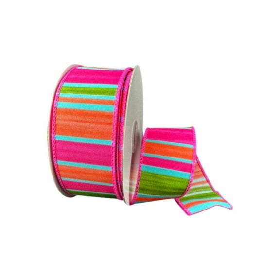 1.5" Watercolor Horizontal Stripe Ribbon: Fuchsia (10 Yards)