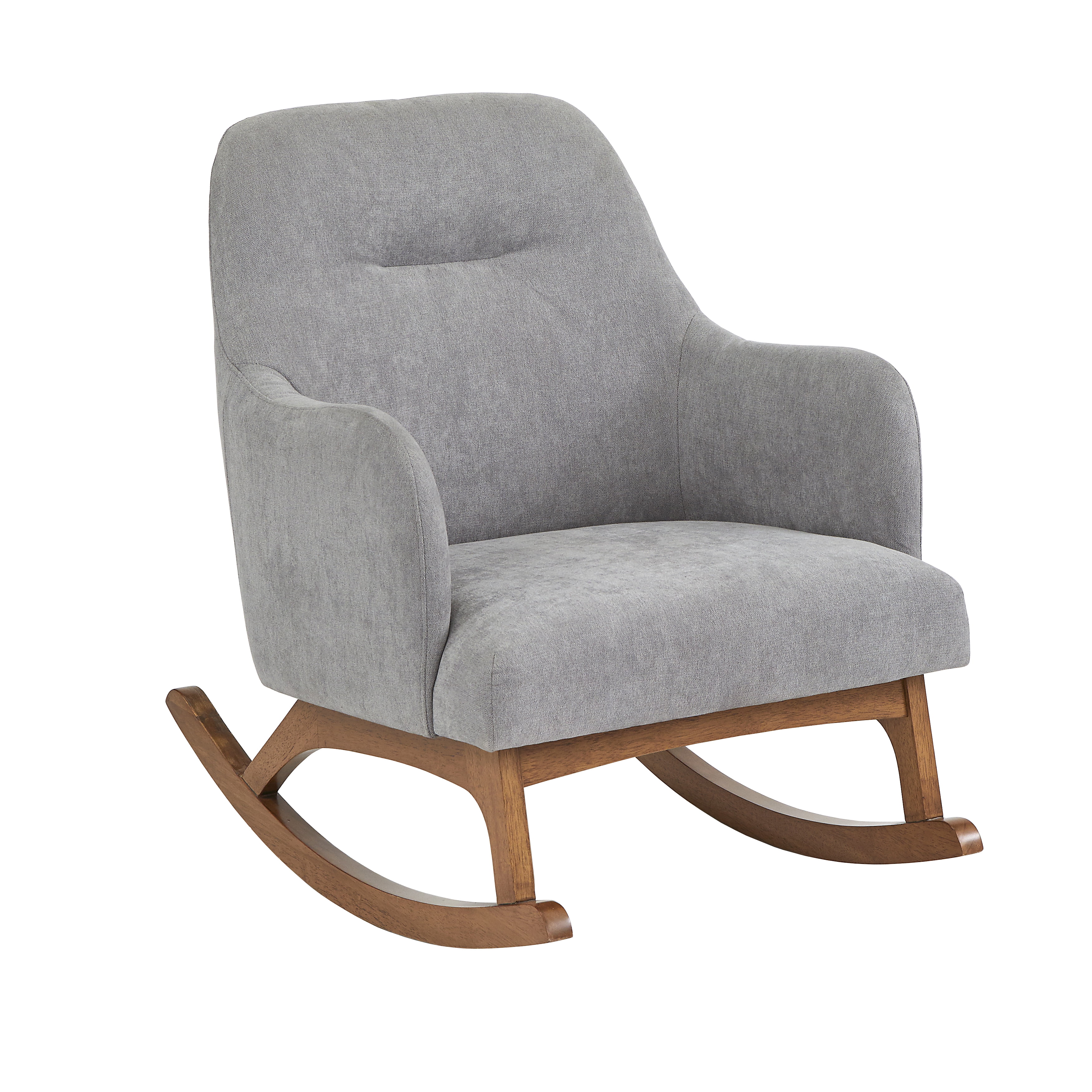 Lifestorey  Mick Mid-century Modern Rubberwood Rocking Chair Medium Grey