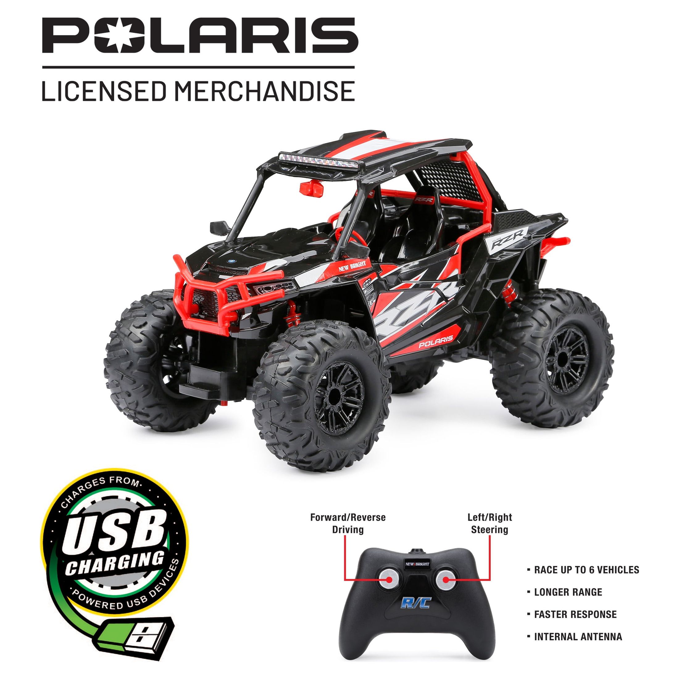 New Bright (1:14) Polaris RZR Battery Remote Control Red ATV 2.4GHz USB, 1475U-2R - image 5 of 11