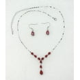 thumbnail image 2 of Faship Gorgeous Red CZ Crystal Floral Necklace Earrings Set, 2 of 5