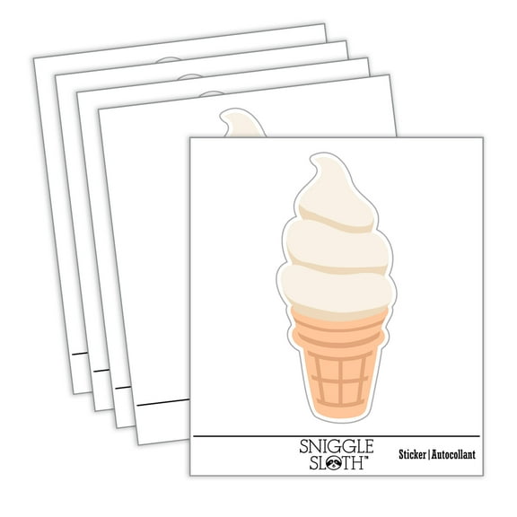 Soft Serve Ice Cream on a Cone Car Window Bumper Water Bottle Phone Tablet Laptop Waterproof Vinyl Decal Sticker Set 5-Pack - Gloss Finish - 2.0"