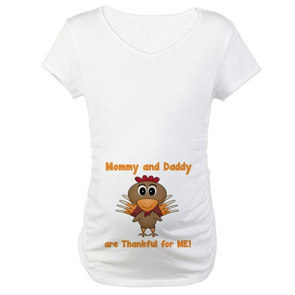 CafePress - Thankful Turkey Maternity T Shirt - Cotton Maternity T-shirt, Cute & Funny Pregnancy Tee