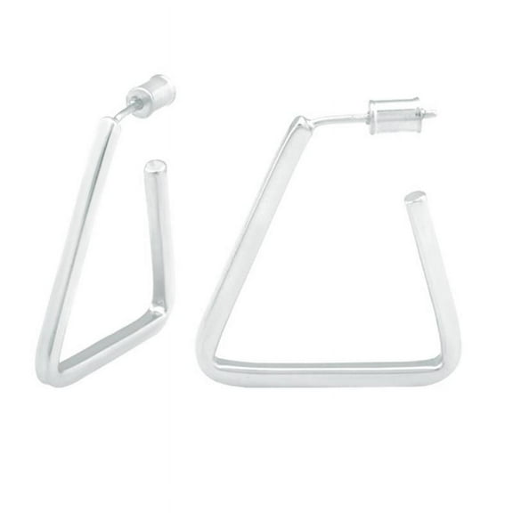 Sterling Silver Geometric Post Hoop Earrings