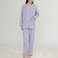 thumbnail image 2 of XuJwPNcy Pajama Sets for Women Two Piece Sleepwear Casual Lapel Long Sleeve Top and Pants Button Loungewear Sets with Pockets, 2 of 7