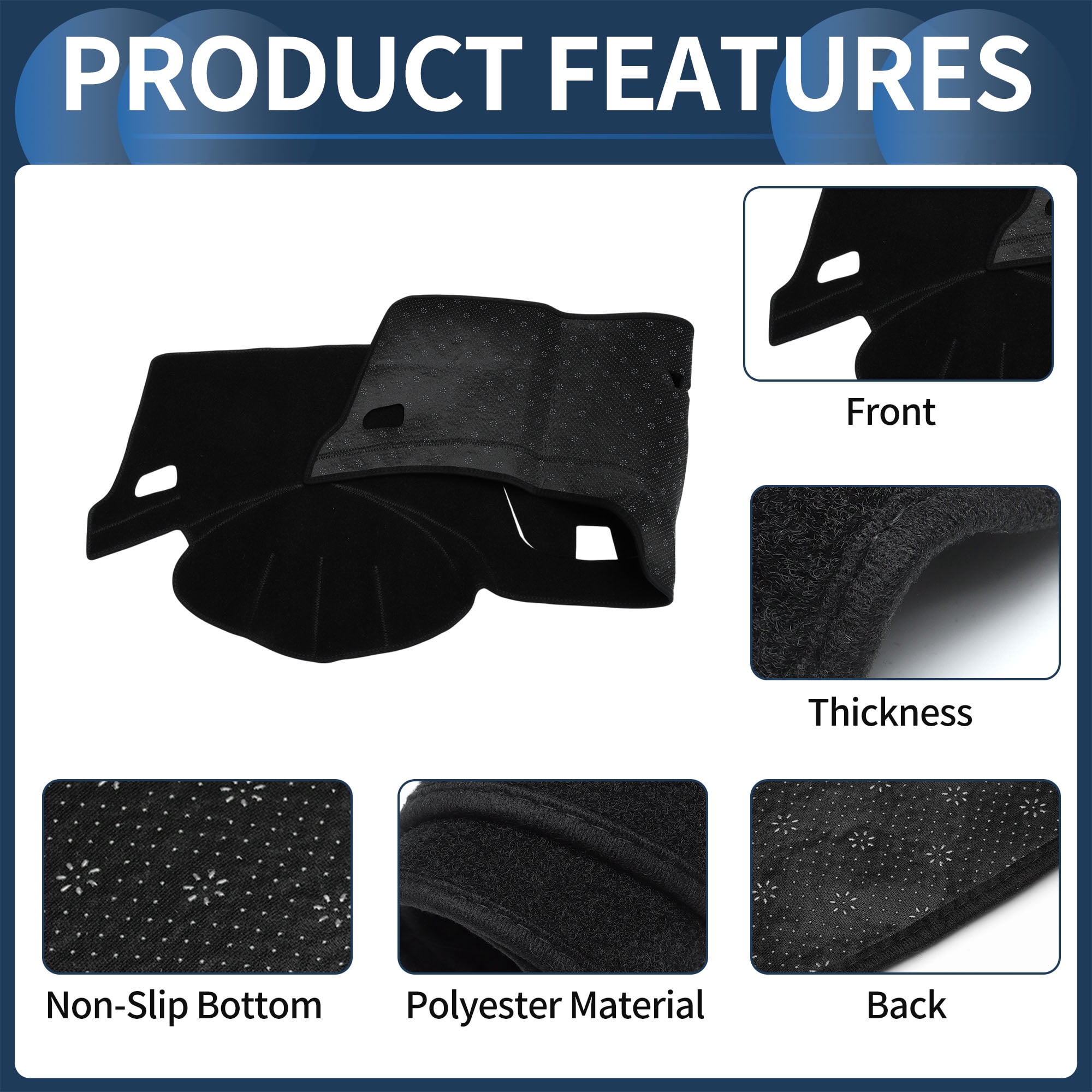 Dashboard Cover Dash Cover Mat Carpet for Chevy Cruze 2008-2015 Polyester Black