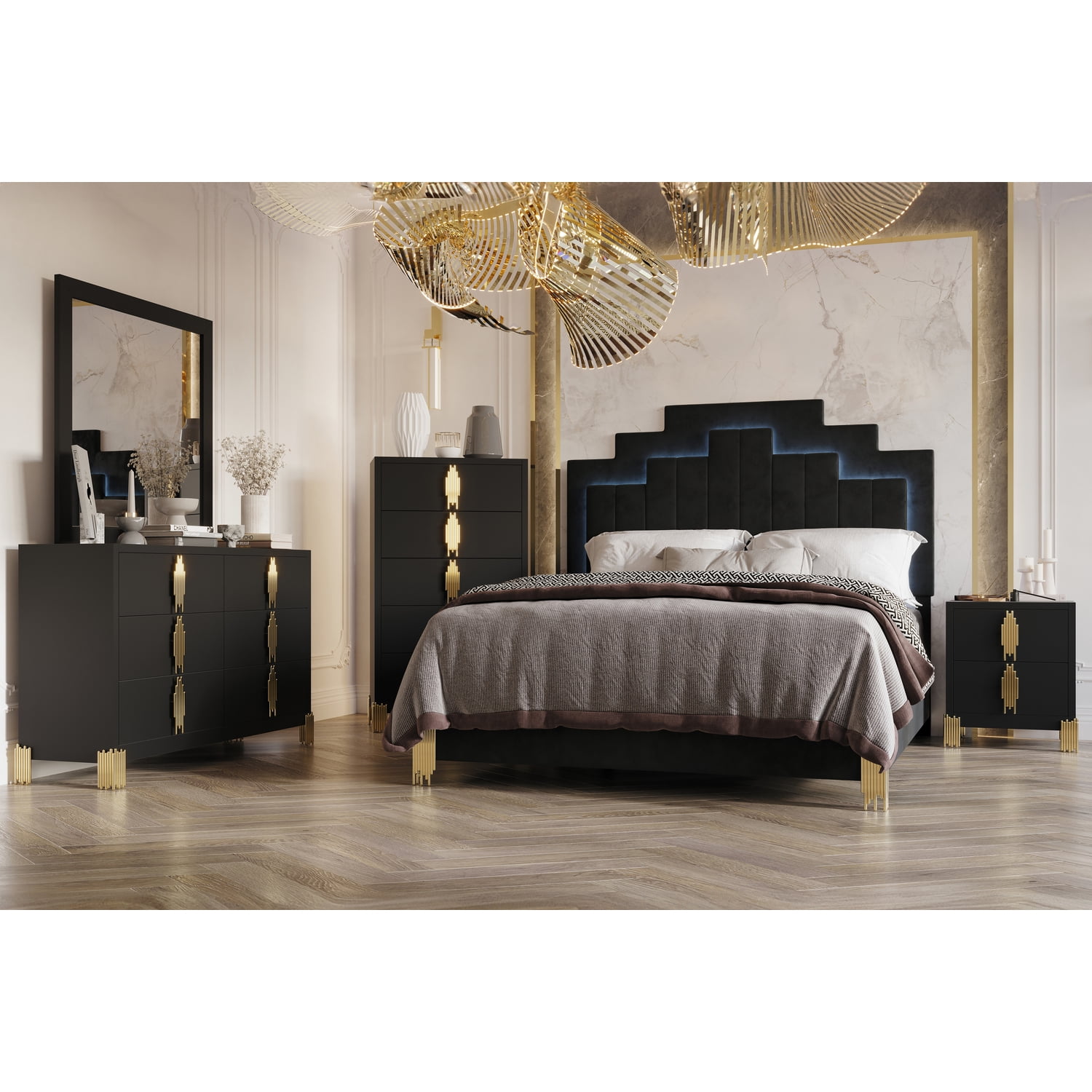 New Classic Furniture Empire Wood Contemporary 6-Drawer Dresser in Black