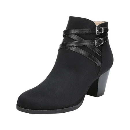 

LifeStride Womens Jezebel Faux Suede Memory Foam Block Heel Boot