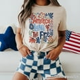 thumbnail image 5 of America Land of the Free T-Shirt, Retro Floral Independence Day Tee, 5 of 6