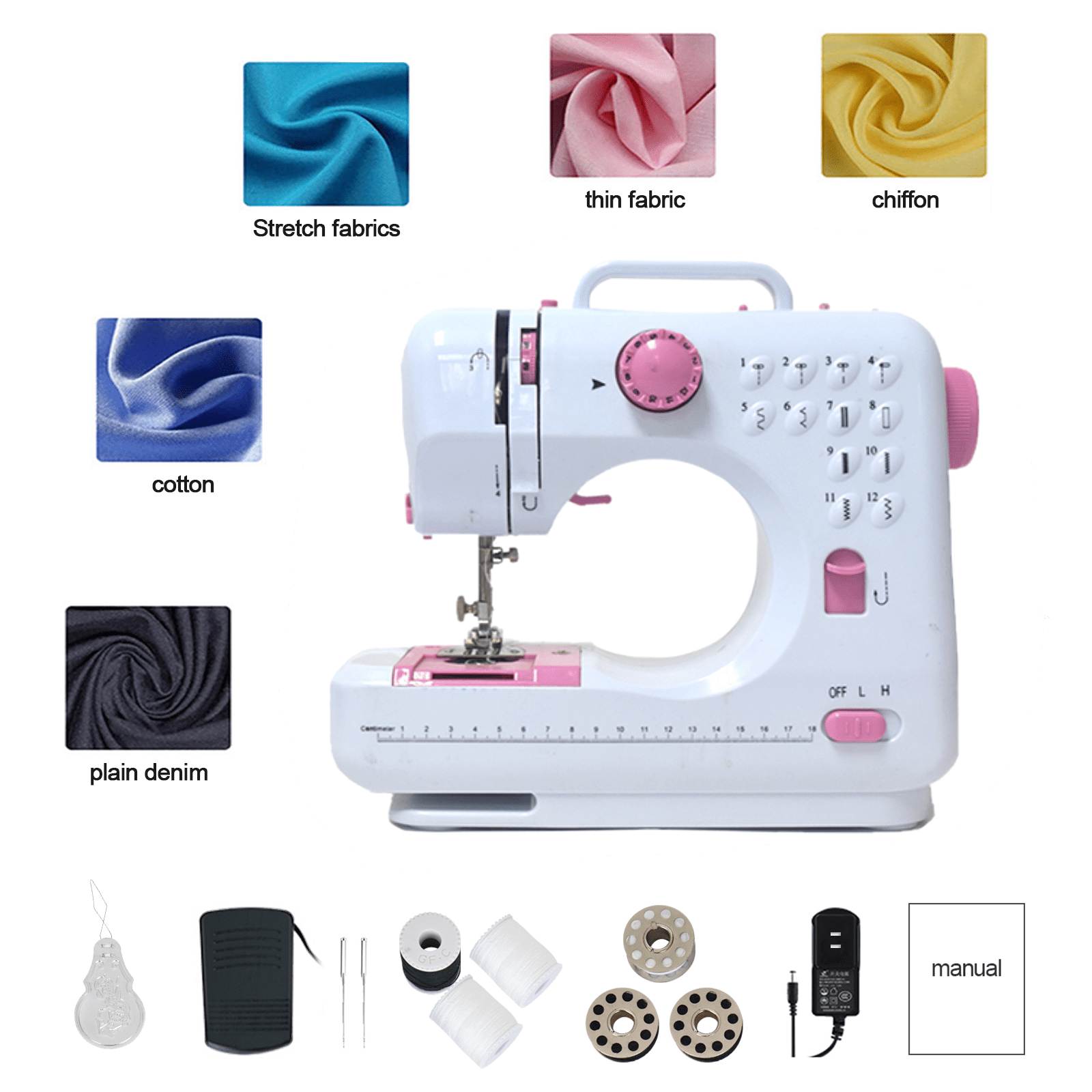  HJWTCQL Mini Sewing Machine for Beginners,Kids Sewing Machines,Small  Sewing Machines with 12 Built-in Stitches and Reverse Sewing,Portable  Sewing Machine for Kids, Suitable For Family Daily : Everything Else