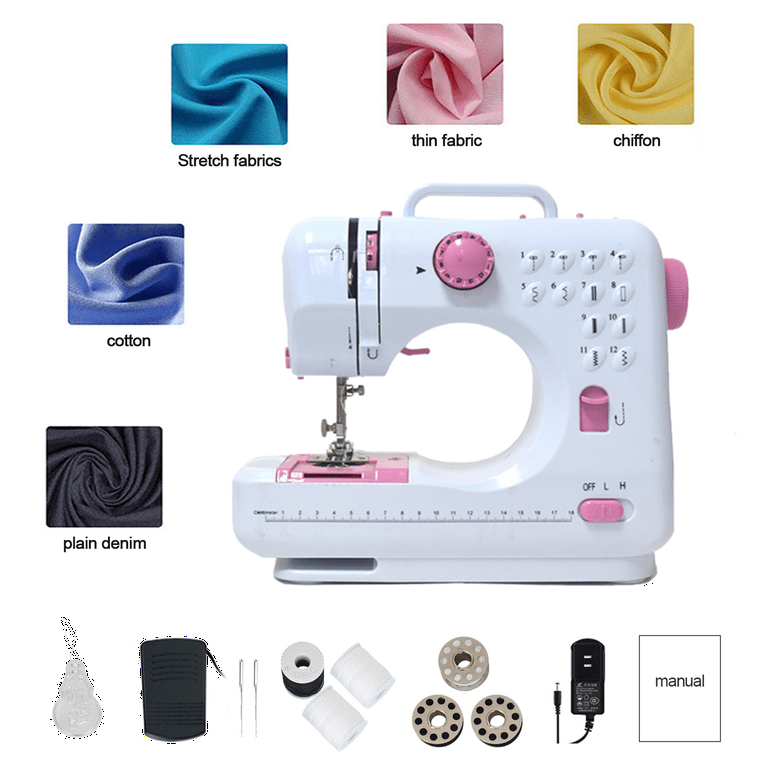 Mini Sewing Machine, Portable Multi-Purpose Crafting Mending Machine  Household 12 Built-in Stitches & Double Thread for Beginners Blue