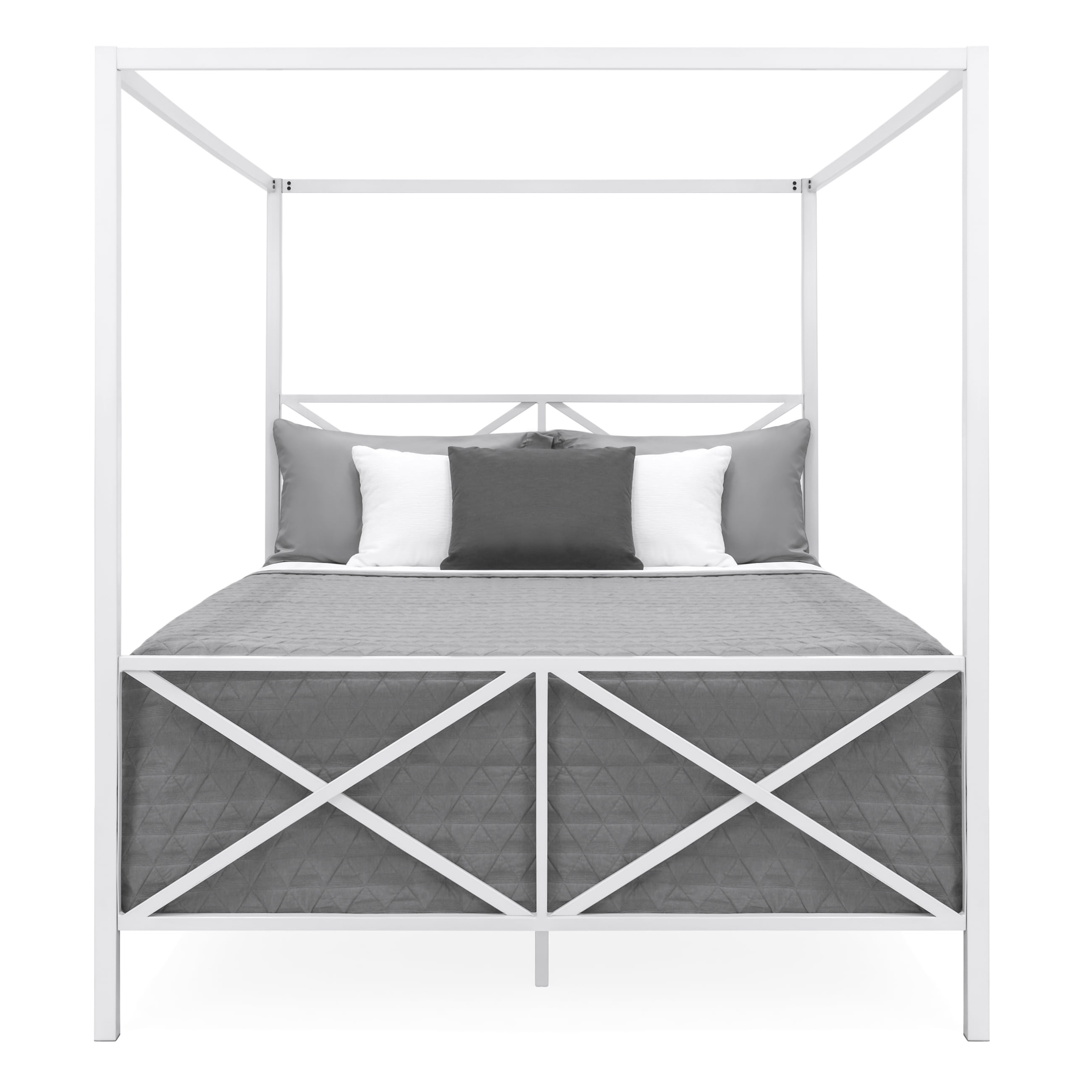 Best Choice S Modern 4 Post Canopy Queen Bed W Metal Frame Best Choice S Modern 4 Post Canopy Queen Bed W Metal Frame Mattress Support Headboard Footboard Black Com