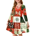 thumbnail image 2 of Kids Christmas Dresses for Girls Long Sleeve Classic Christmas Graphic A-Line Dresses Flowy Winter Dresses Christmas Outfits Girls 7-8 Years, 2 of 5