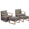 thumbnail image 2 of Unnifurnzi 4 Pieces Patio Furniture Set-High Back Patio Swivel Chairs Set of 2 with Outdoor Ottoman Wicker Patio Furniture for Deck Porch Poolside Balcony-Brown/Gray, 2 of 7