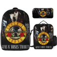 thumbnail image 1 of Guns N’ Roses Backpack Three Piece Essentials 17 Inch Bag Lunch Tote Pen Case, 1 of 5