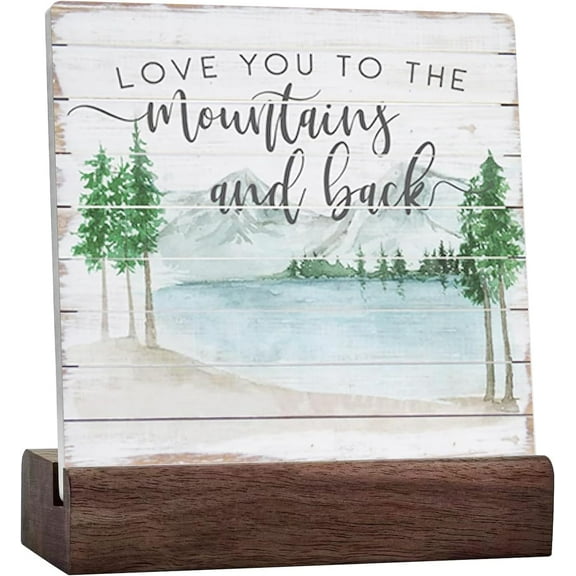 Love Decor,Love You To The Mountains And Back Ceramic Table Sign Decor,Rustic Love Quotes Ceramic Table Sign For Home Bedroom Desk Shelf Table Decor