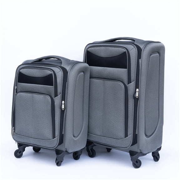 2-Piece Softside Luggage Set Gray, Spinner Wheel Suitcases with Combination Lock & Oxford Cloth