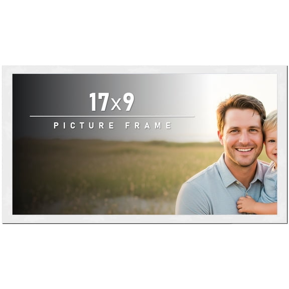 17x9 Frame White Solid Wood Picture Frame Includes UV Acrylic Shatter Guard Front, Acid Free Foam