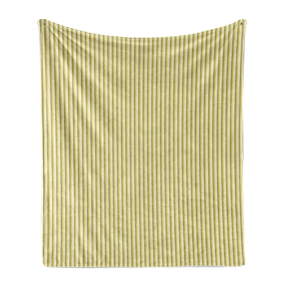 Grey and Yellow Soft Flannel Fleece Throw Blanket, Circus Tent Inspired Vintage Retro Stripes Modern Image, Cozy Plush for Indoor and Outdoor Use, 50" x 60", Pale Yellow White, by Ambesonne
